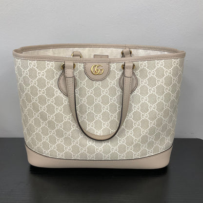 Handbag Luxury Designer By Gucci In Cream, Size:Medium