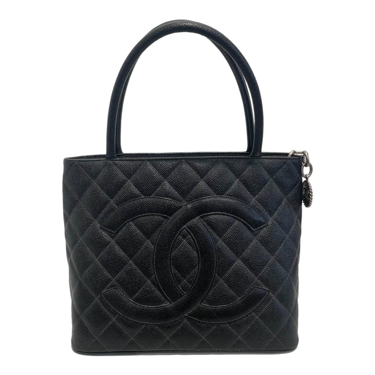 Chanel Hand Bag Leather BLK Quilted Caviar Tote
