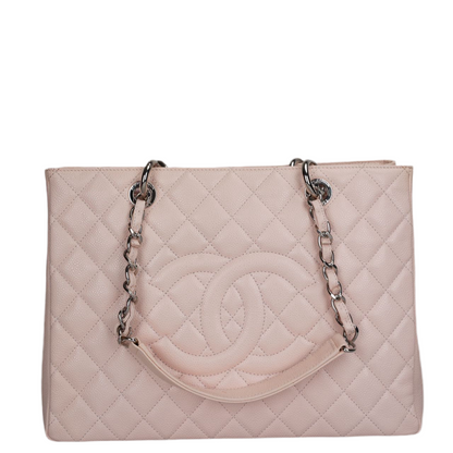Chanel Grand Shopping Tote Light Pink GST Bag in Caviar Leather with Silver Hardware