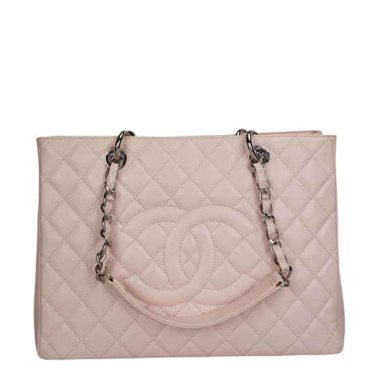 Chanel Grand Shopping Tote Light Pink GST Bag in Caviar Leather with Silver Hardware