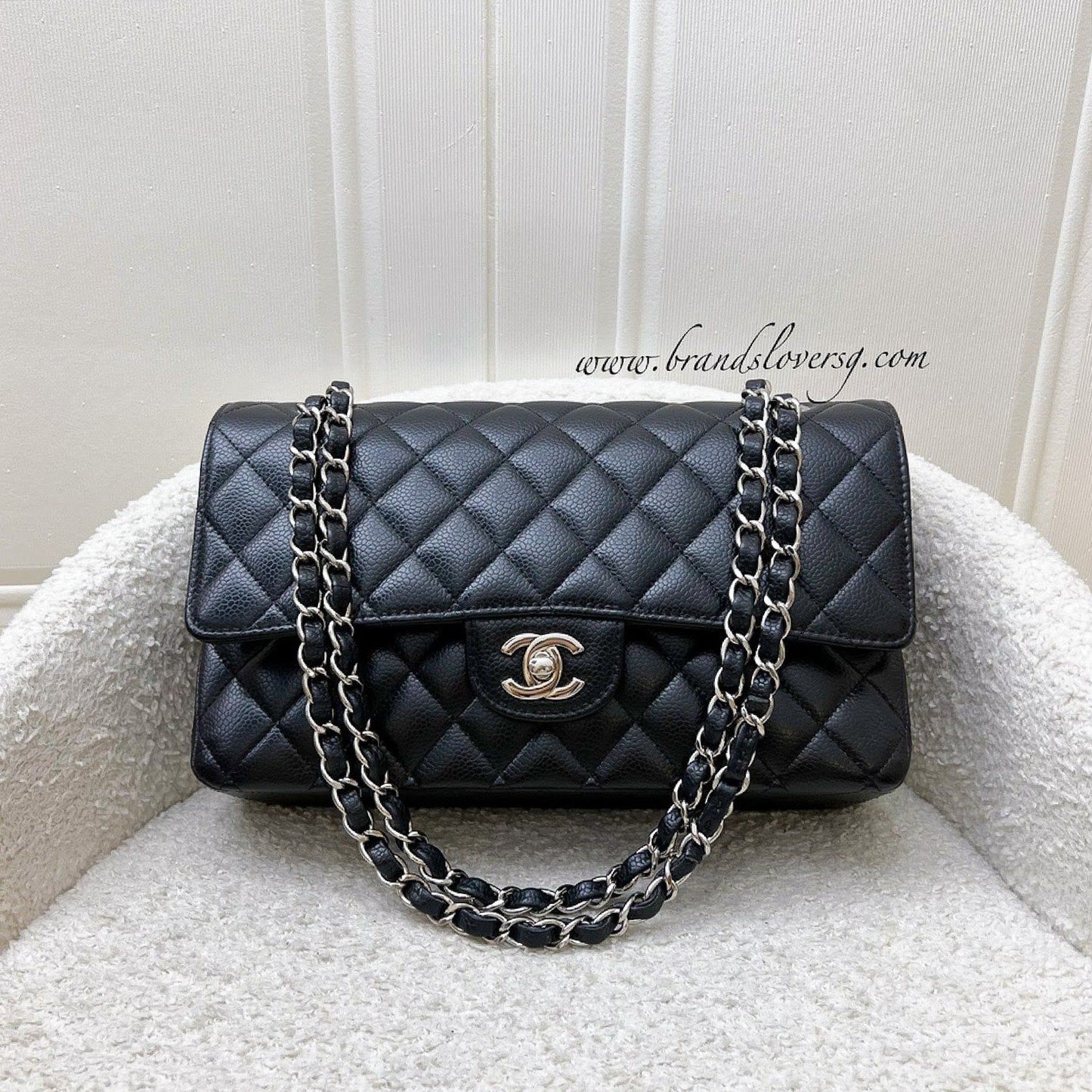 [Local Full Set - Original Receipt - Jun 2021] Chanel Medium Classic Flap CF in Black Caviar and SHW (Model: A01112)