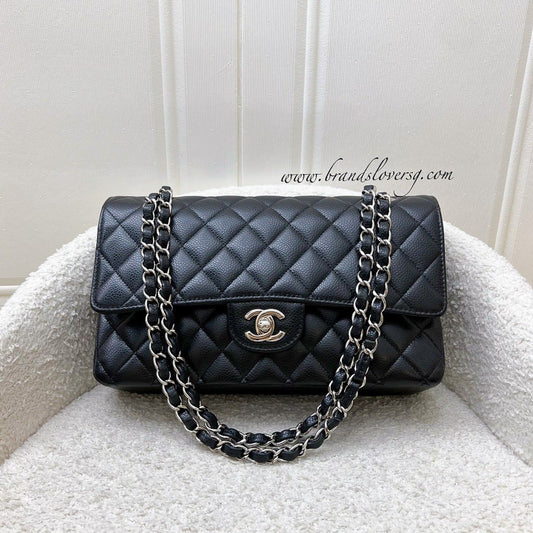 [Local Full Set - Original Receipt - Jun 2021] Chanel Medium Classic Flap CF in Black Caviar and SHW (Model: A01112)