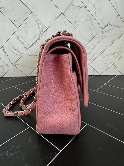 Chanel Double Flap Medium Caviar Rose Sakura Bag