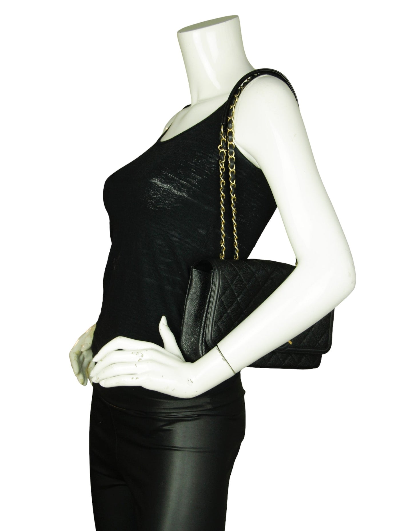 Chanel Black Caviar Medium CC Filigree Flap Crossbody Bag