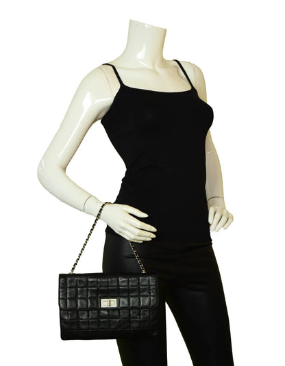 Chanel Black Lambskin Leather Square Quilted Reissue Flap Bag