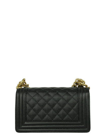 Chanel Black Caviar Leather Small Boy Bag