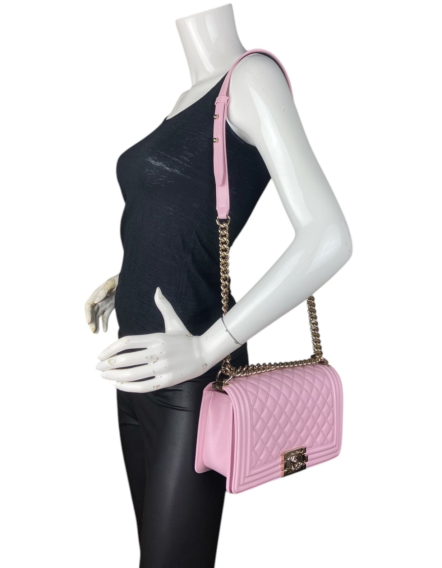 Chanel 2025 Pink Caviar Medium Boy Bag