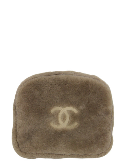 Chanel NEW Shearling Logo Slippers w/ Case sz 39