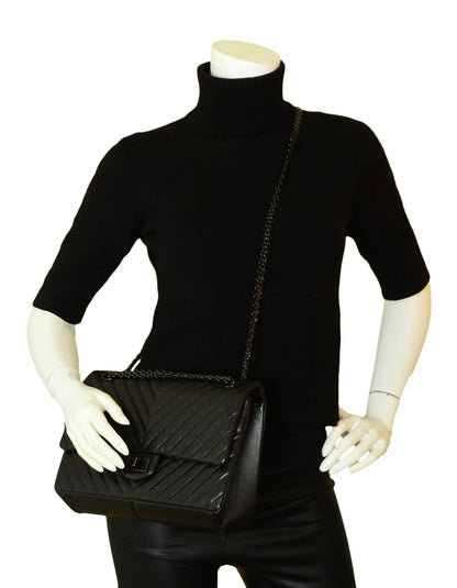 Chanel So Black Calfskin Quilted 2.55 Reissue 226 Flap Bag