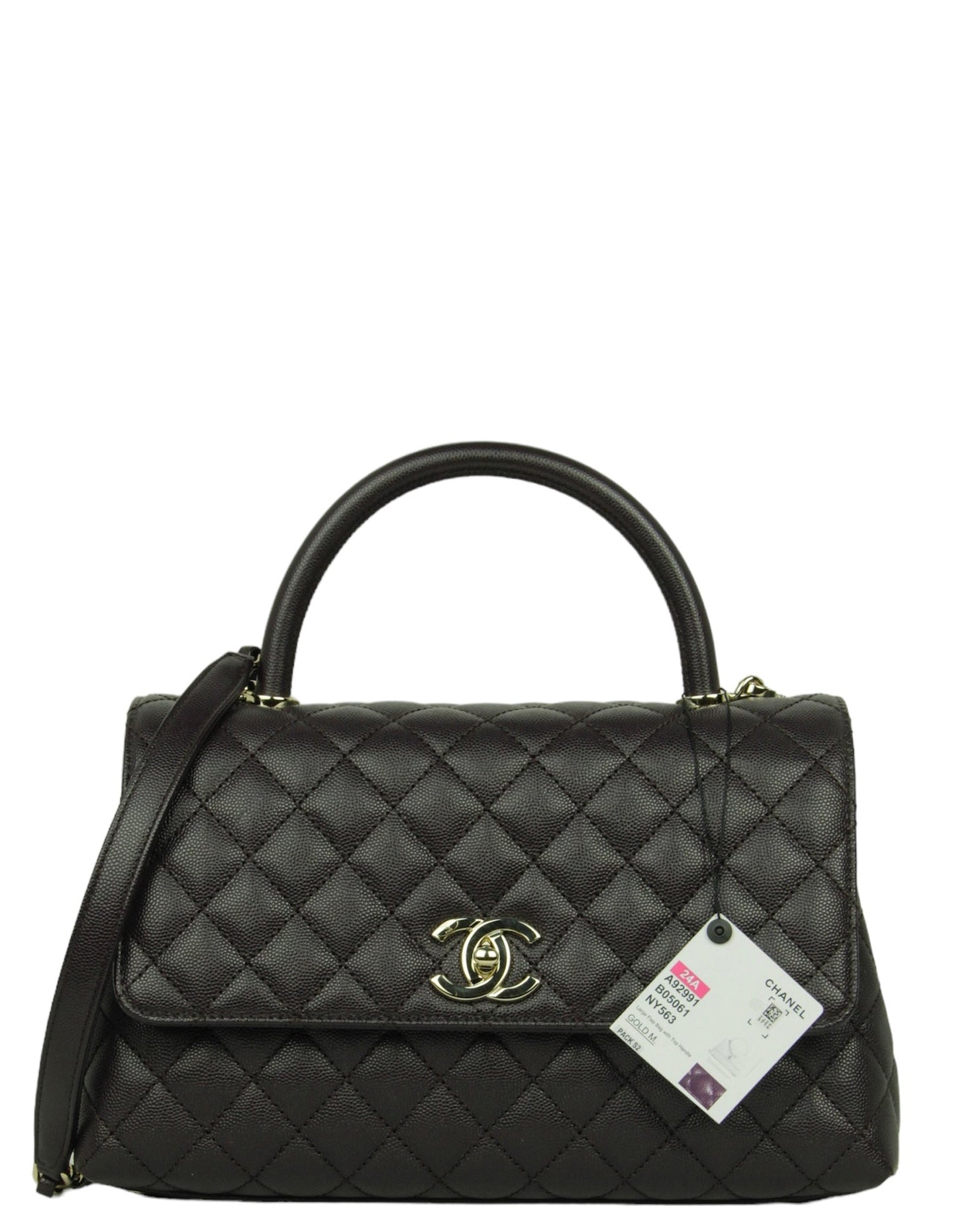 Chanel 2024 Brown Caviar Small Coco Handle Flap Bag