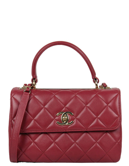 Chanel Burgundy Lambskin Quilted Trendy CC Dual Handle Flap Bag