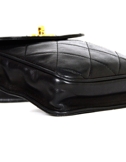 Chanel '90s Black Lambskin Quilted Belt Bag sz 75/30"