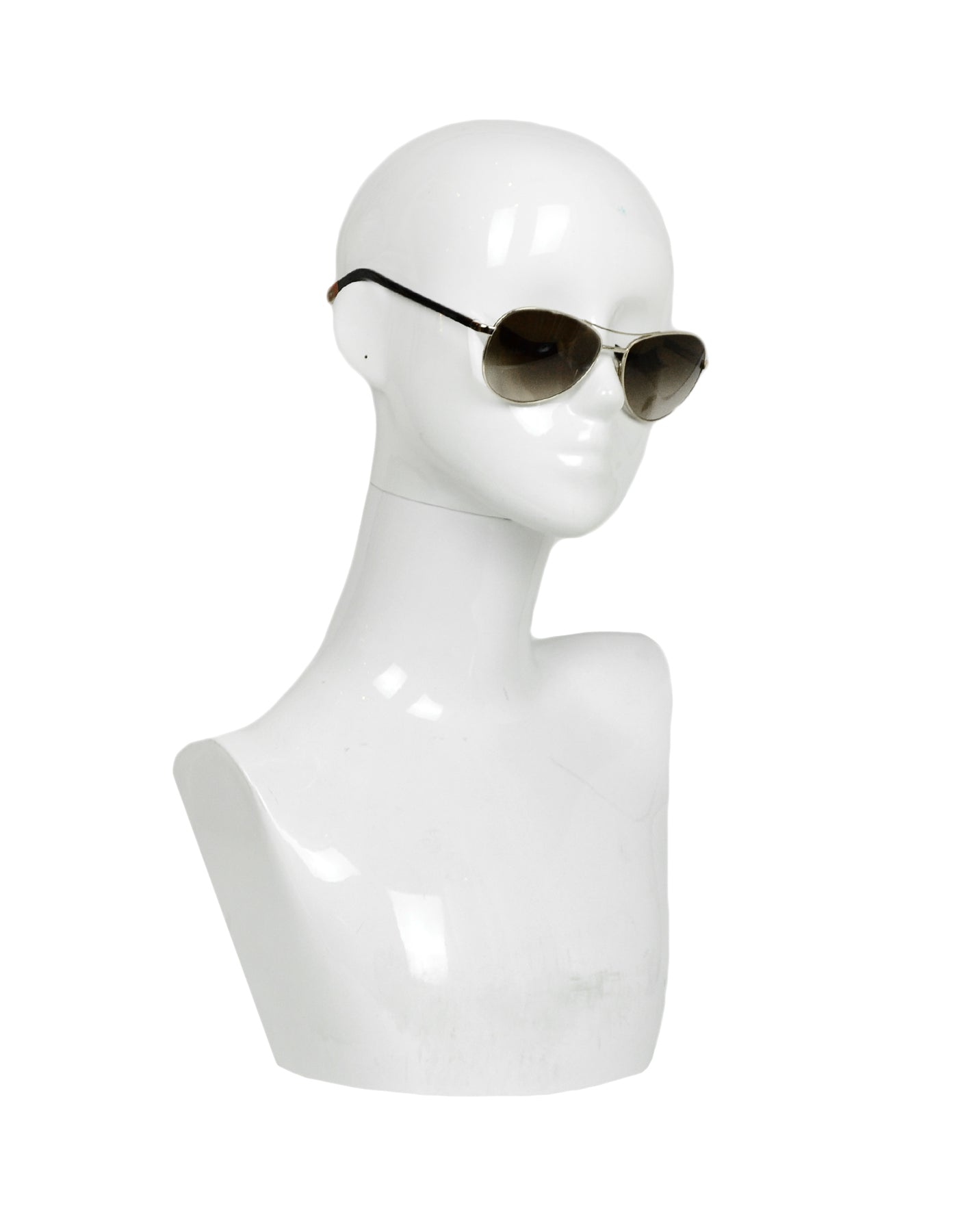 Chanel Brown Gold Aviator Sunglasses