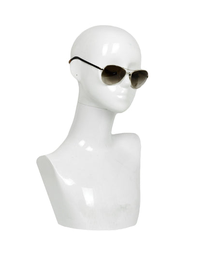 Chanel Brown Gold Aviator Sunglasses