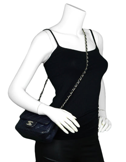 Chanel Navy Caviar Leather Mini Classic Bag