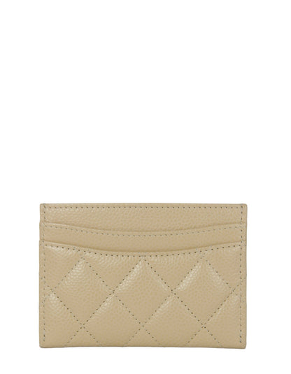 Chanel Beige Caviar Quilted CC Card Holder