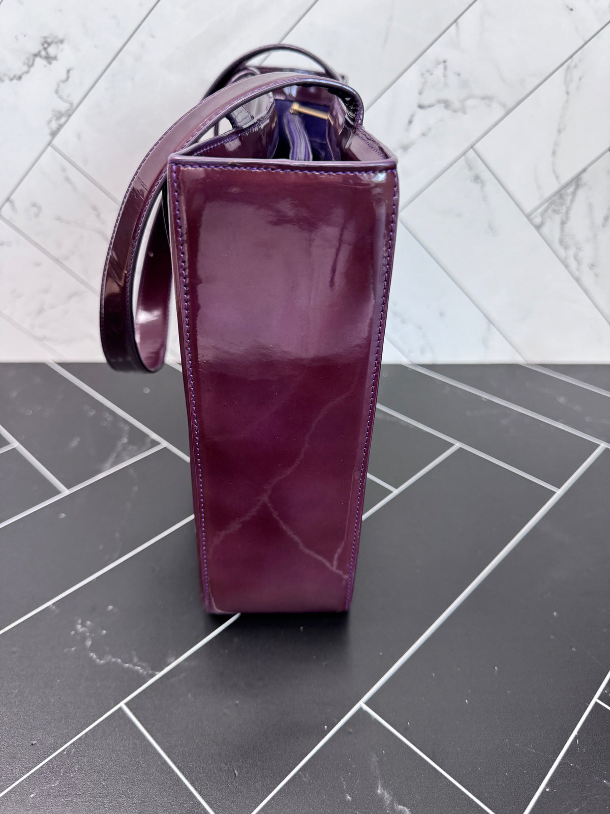 Chanel Plum Patent Leather Shoulder Bag