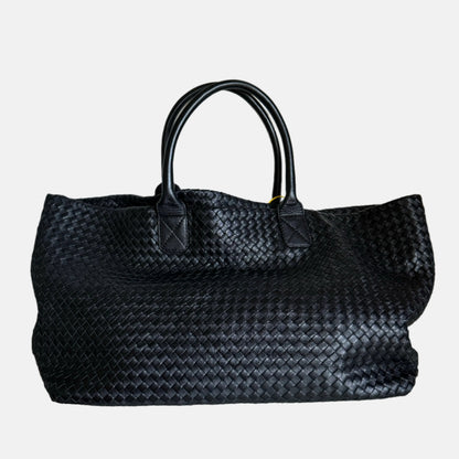 Bottega Veneta Cabat Large Intreccio Leather Tote Bag Black 40cm