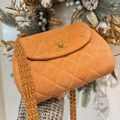 Chanel vintage suede chain bag