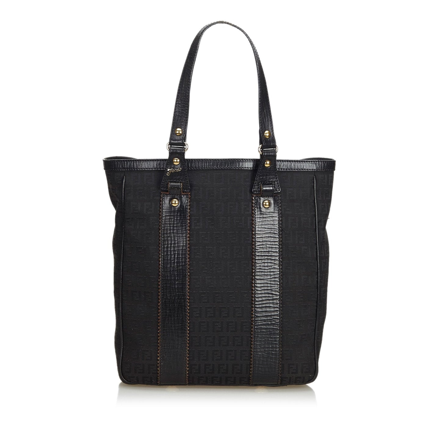 Fendi Black Canvas Fabric Zucchino Tote Bag Italy