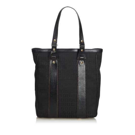 Fendi Black Canvas Fabric Zucchino Tote Bag Italy