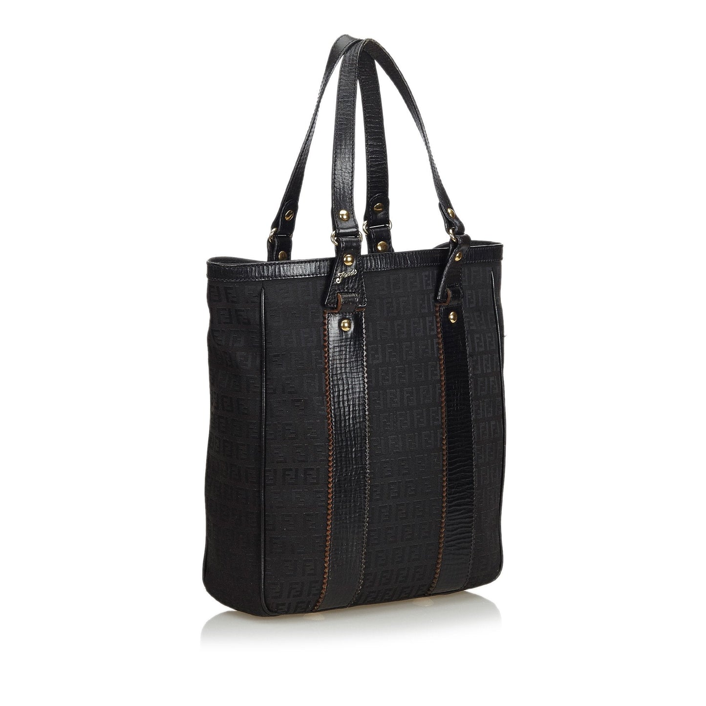 Fendi Black Canvas Fabric Zucchino Tote Bag Italy