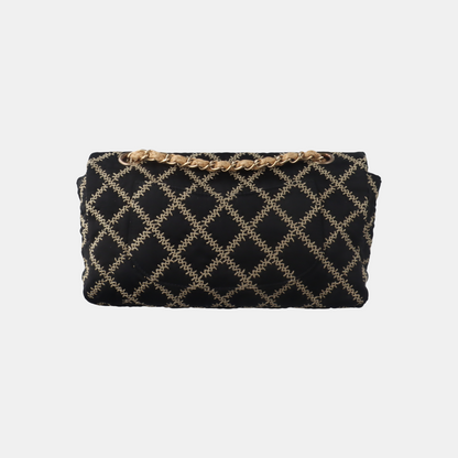 Chanel Wild Stitch Medium Black Silk Flap Bag Gold Hardware, 2009