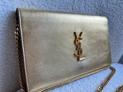 Yves Saint Laurent (YSL) Gold Chain Wallet with Gold Hardware