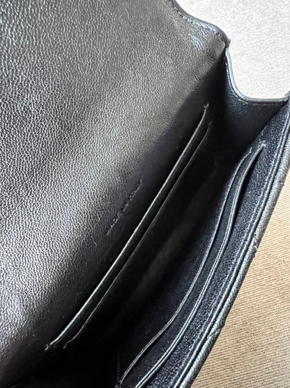 Yves Saint Laurent Black Small Envelope Wallet in Lambskin