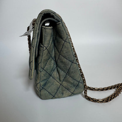 Chanel 2.55 Jumbo Double Flap Denim Gold-tone Hardware 2012
