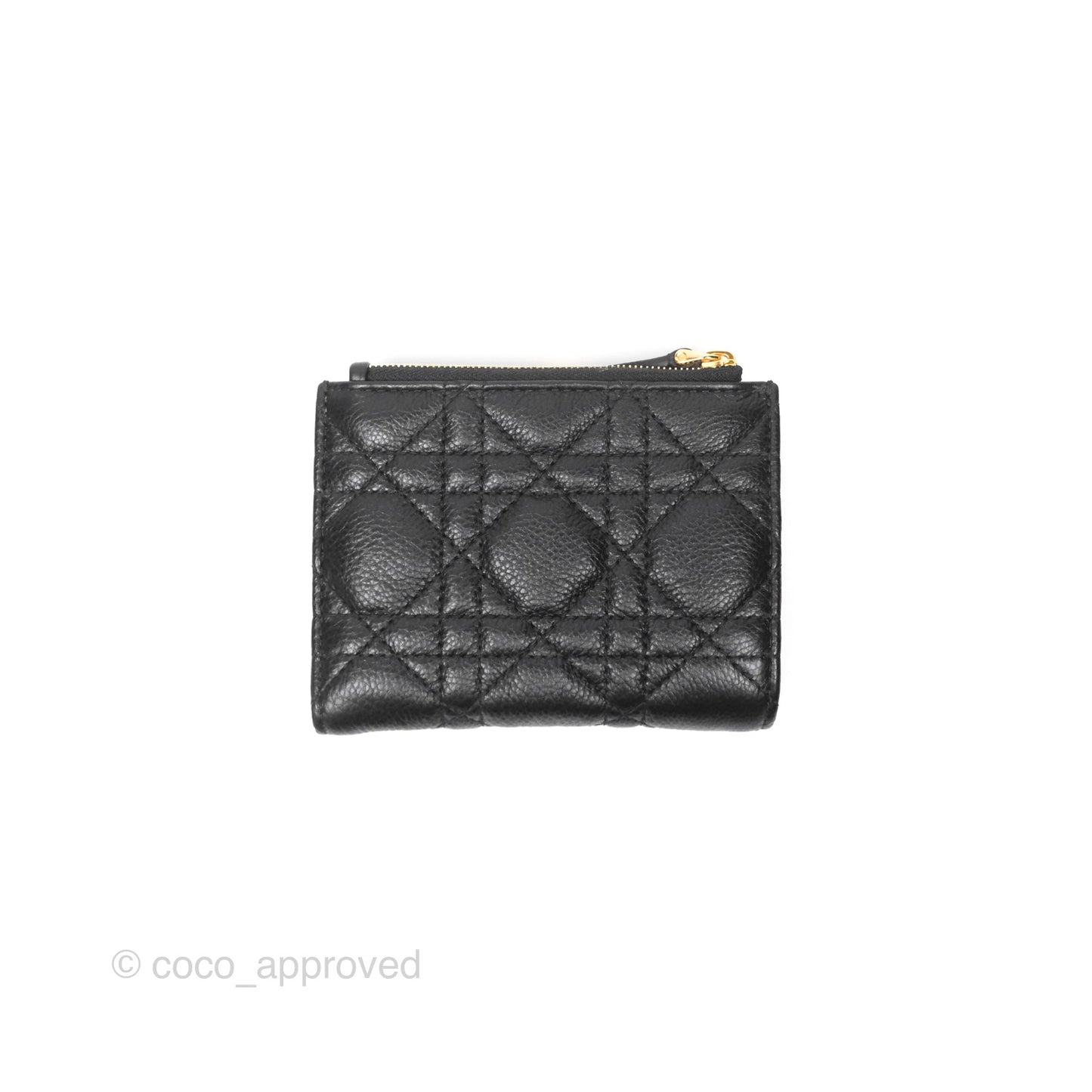 Christian Dior Caro Dahlia Wallet Black Calfskin Gold Hardware