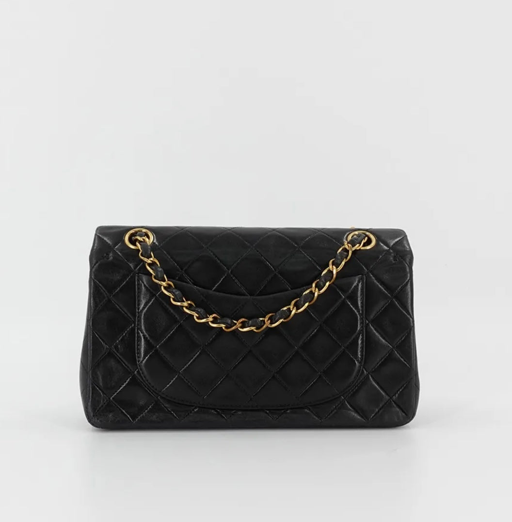 Vintage Classic Small Double Flap Bag in Black