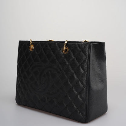 Chanel GST Black Bag in Cavier Leather with  Gold Hardware from 2014