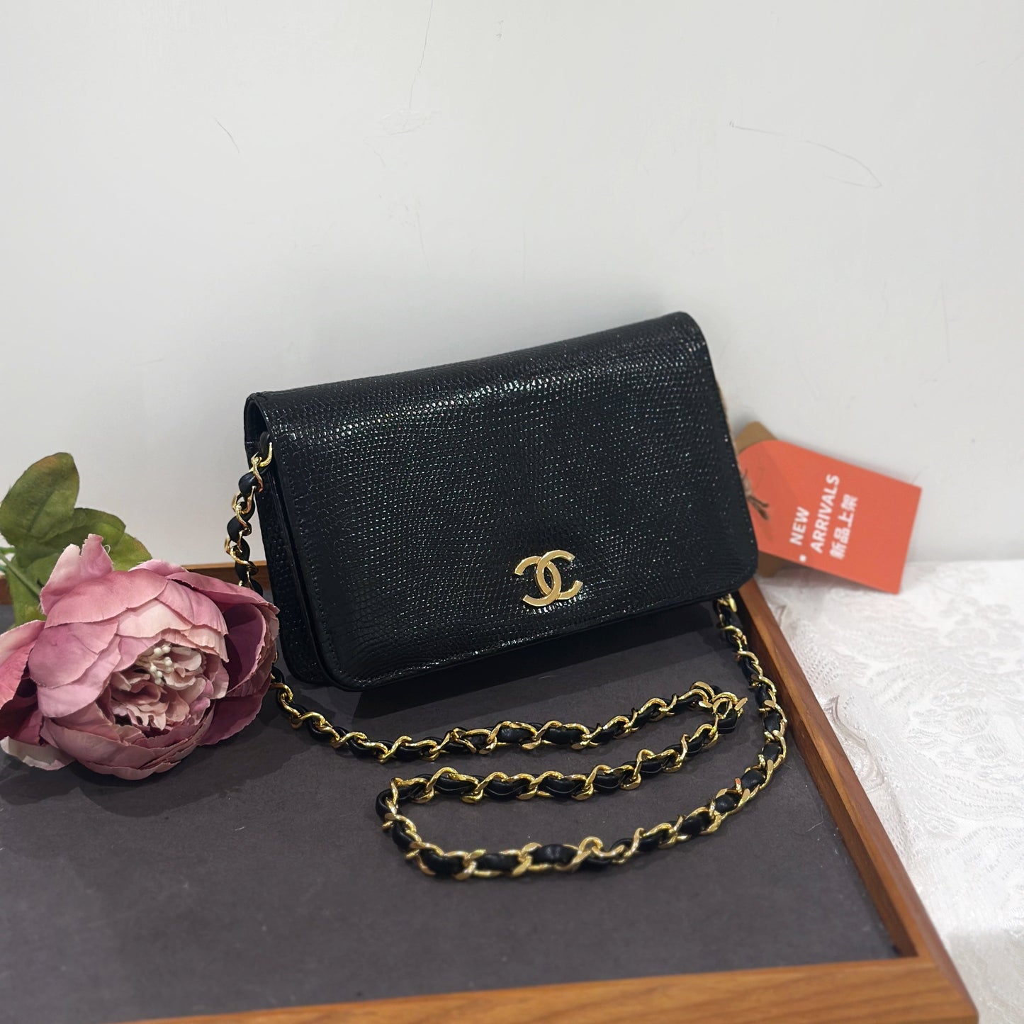 Chanel vintage lizard skin chain bag