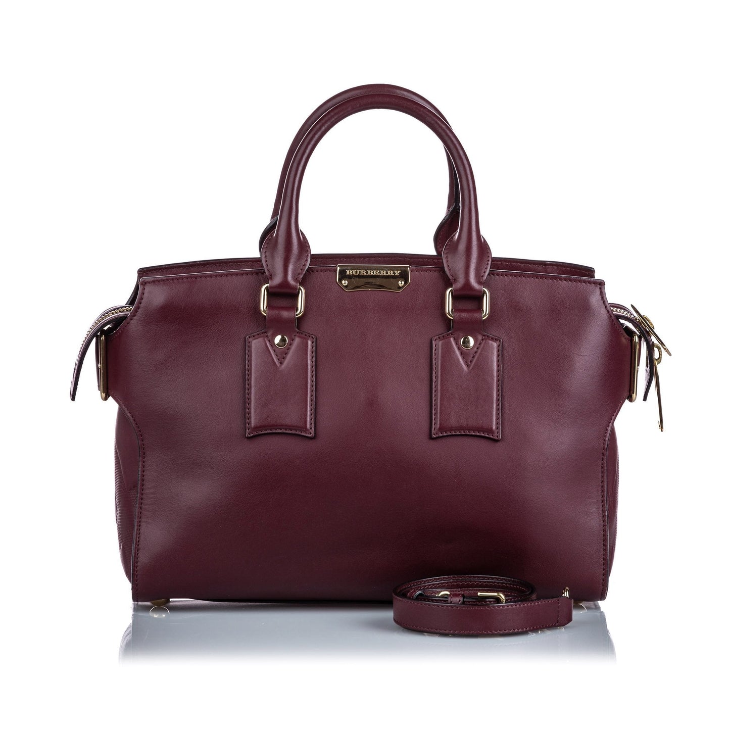 Burberry Red Maroon Others Leather Clifton Satchel United Kingdom