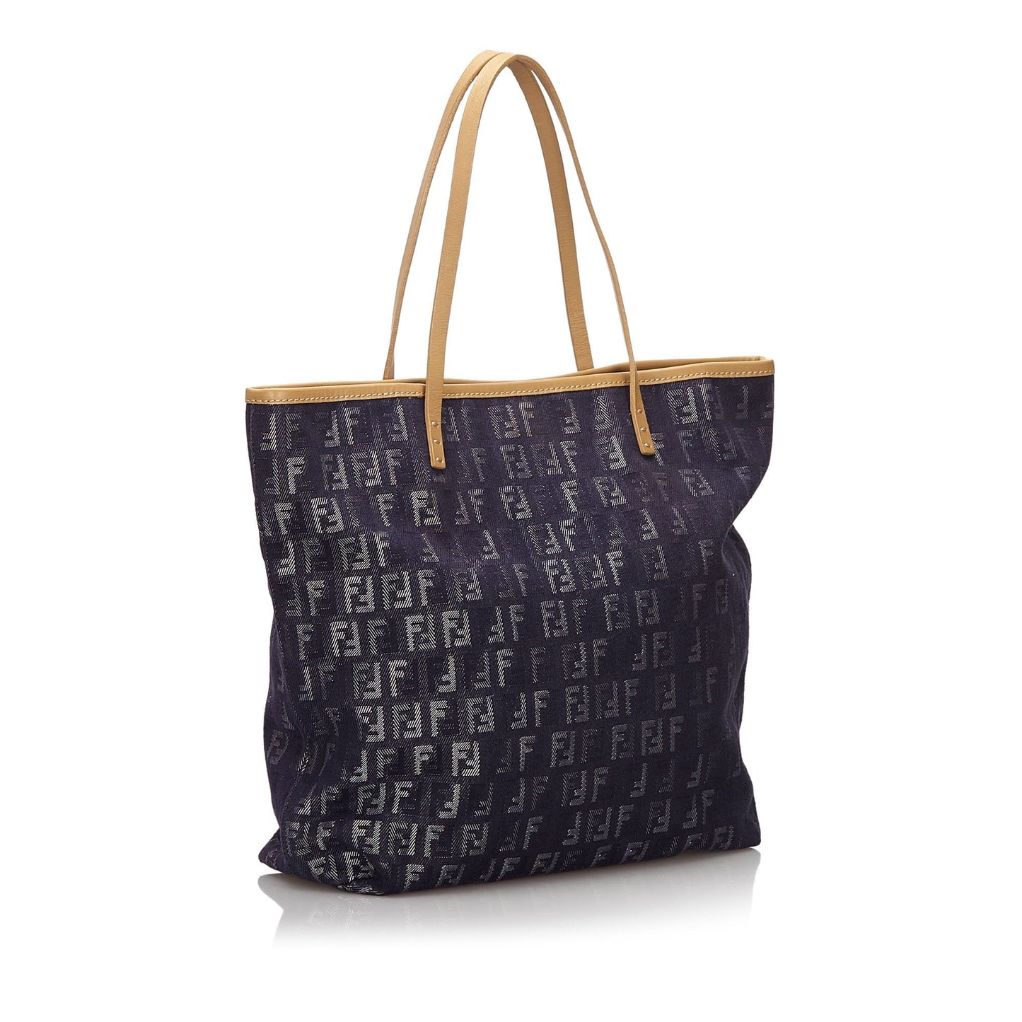 Fendi Blue Navy Denim Fabric Zucchino Tote Bag Italy