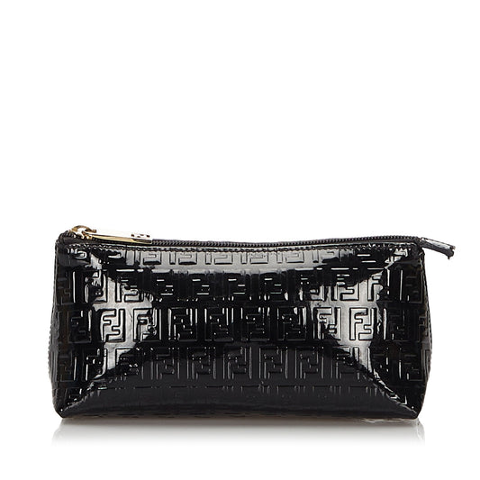 Fendi Black Patent Leather Zucchino Pouch Italy