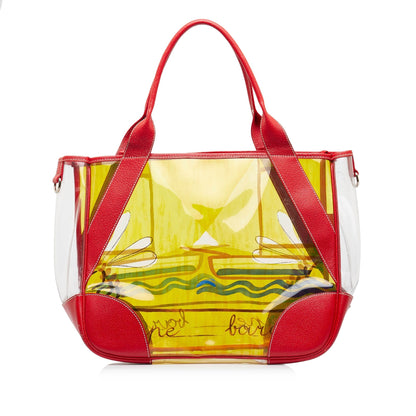 Yellow Prada Printed Vinyl Tote Bag
