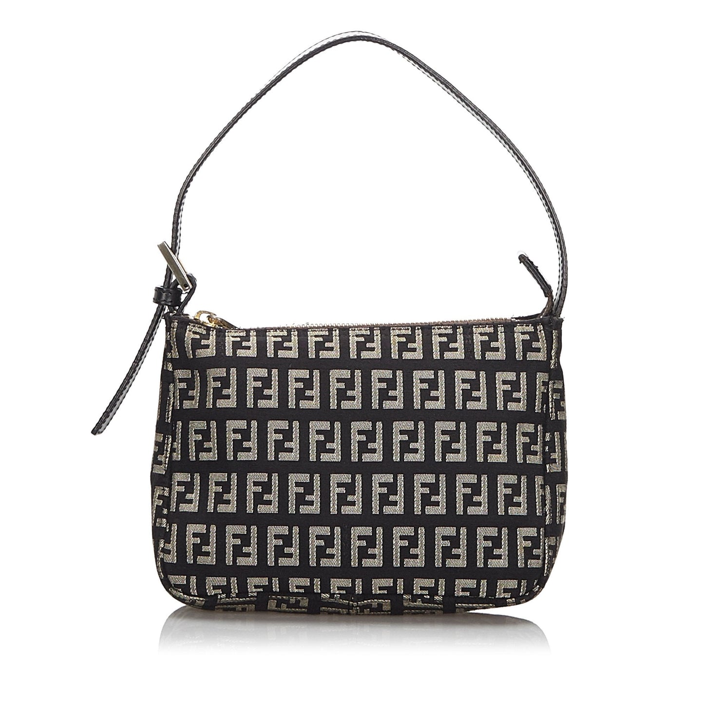 Fendi Black Canvas Fabric Zucchino Baguette Italy