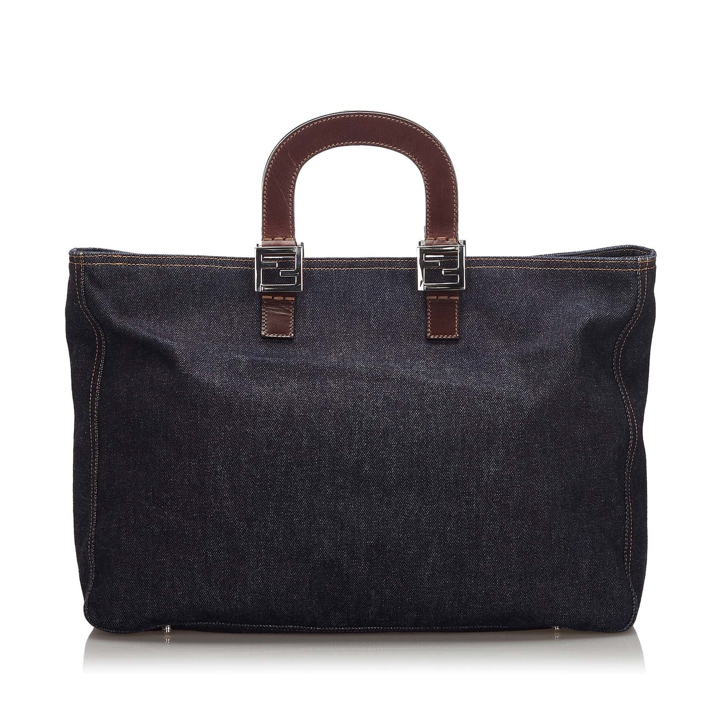 Fendi Blue Dark Denim Fabric Tote Bag Italy