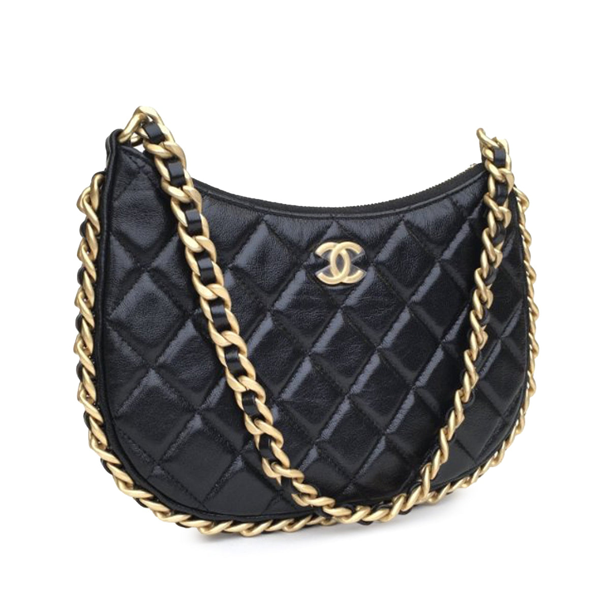 CHANEL Small Quilted Lambskin Chain Around Hobo Hobo Bag
