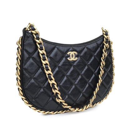 CHANEL Small Quilted Lambskin Chain Around Hobo Hobo Bag