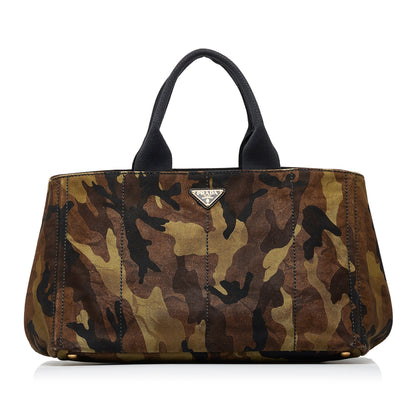 Brown Prada Canapa Camouflage Tote Bag