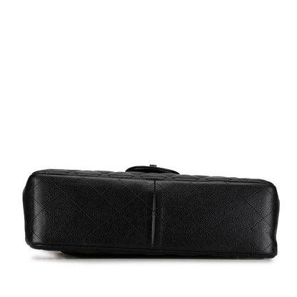 Chanel Jumbo Classic Caviar Double Flap Bag Leather Shoulder Bag in Good condition