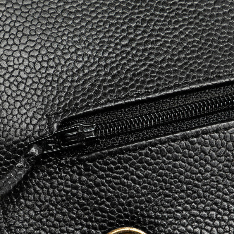 Chanel Jumbo Classic Caviar Double Flap Bag Leather Shoulder Bag in Good condition