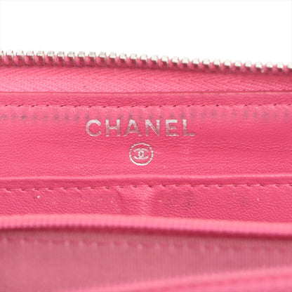 Chanel Matelasse Ram Leather Zippy Long Wallet Pink