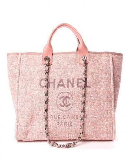 Chanel Deauville Fabric Tote Pink Fuchsia