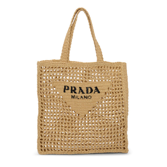 Prada Natural Raffia Crochet Tote