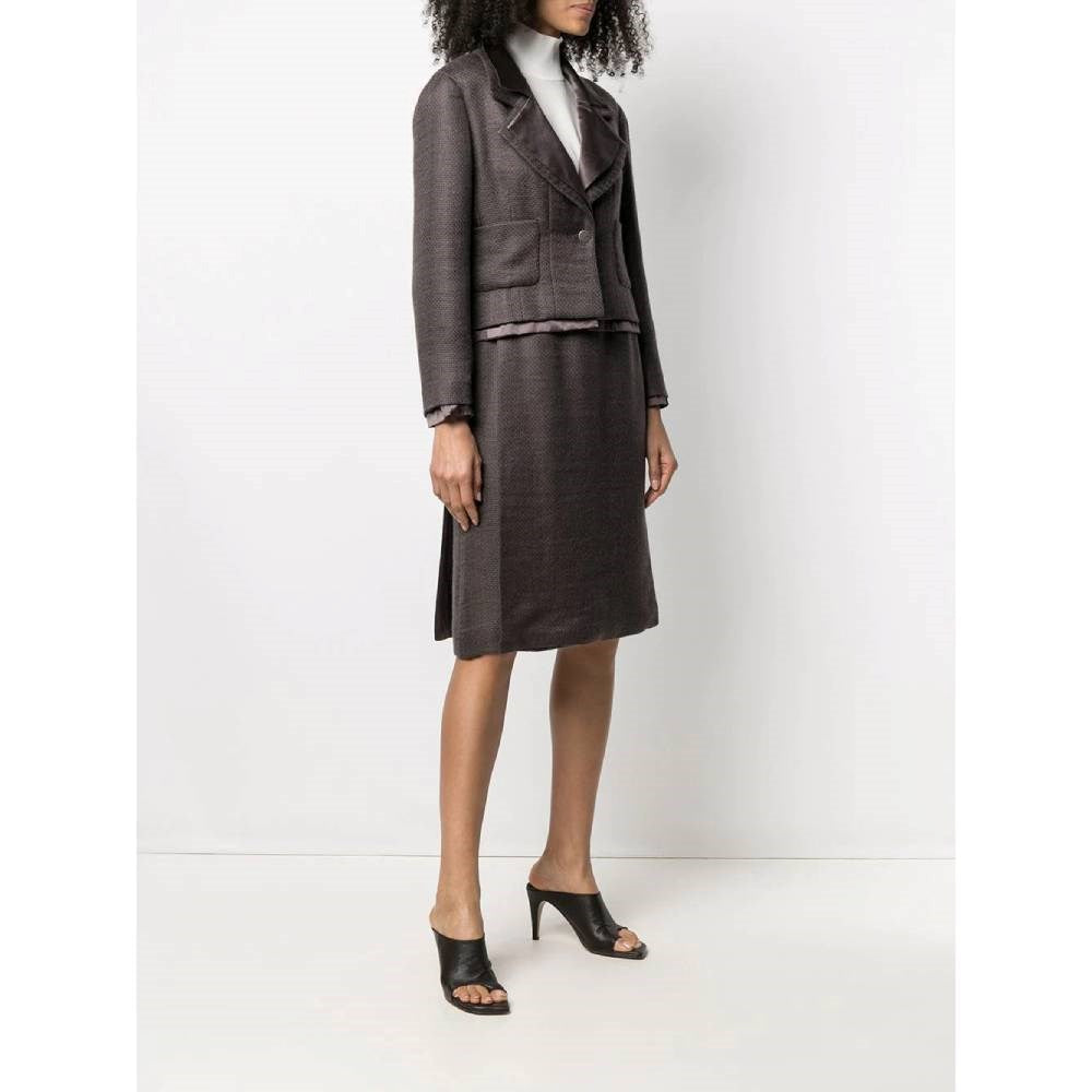 Chanel Chanel Grey Mohair Skirt Suit