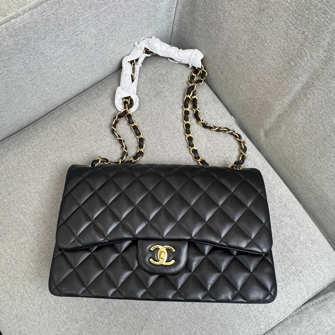 Chanel Classic Double Flap Bag Jumbo Black Lambskin